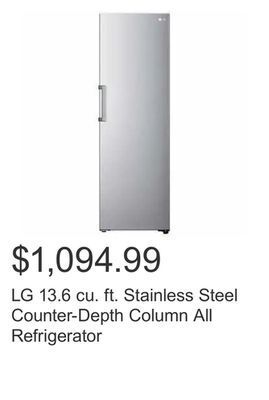 Costco Lg 13.6 cu. ft. stainless steel counter-depth column all refrigerator offer