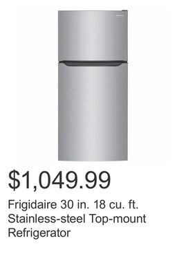 Costco Frigidaire 30 in. 18 cu. ft. stainless-steel top-mount refrigerator offer