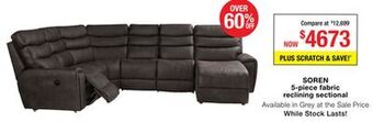 La Z Boy Soren 5-piece fabric reclining sectional offer