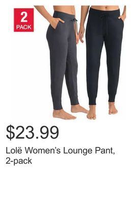 Costco Lolë women's lounge pant, 2-pack offer