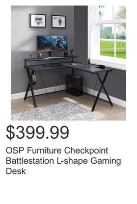Costco Osp furniture checkpoint battlestation l-shape gaming desk offer
