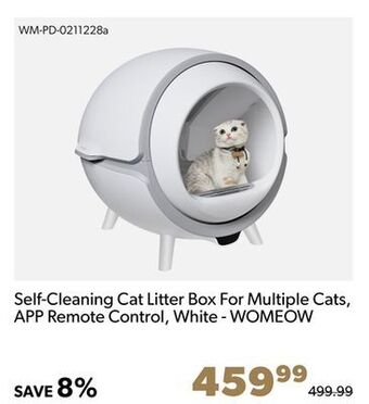 Shopper+ Self-cleaning cat litter box for multiple cats, app remote control, white - womeow offer