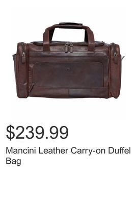 Costco Mancini leather carry-on duffel bag offer