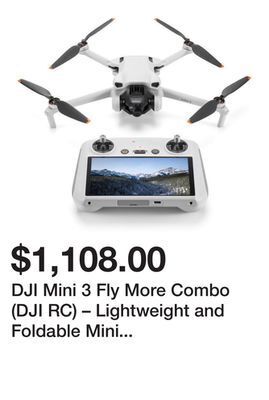 Newegg Dji mini 3 fly more combo (dji rc) – lightweight and foldable mini camera drone with 4k hdr video, 38-min flight time, true v offer