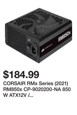 Newegg Corsair rmx series (2021) rm850x cp-9020200-na 850 w atx12v / eps12v 80 plus gold certified full modular power supply offer
