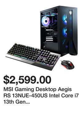 Newegg Msi gaming desktop aegis rs 13nue-450us intel core i7 13th gen 13700kf (3.40ghz) 32gb ddr5 2 tb pcie ssd nvidia geforce rtx 4 offer