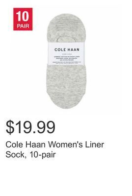 Costco Cole haan women's liner sock, 10-pair offer