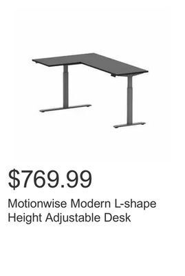 Costco Motionwise modern l-shape height adjustable desk offer