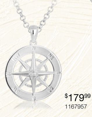 Charm Diamond Sterling silver 22 nautical compass offer