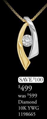 Charm Diamond Glacier fire 10k yellow and white gold canadian diamond pendant offer