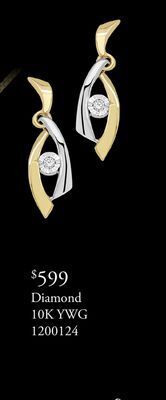 Charm Diamond Glacier fire 10k yellow and white gold canadian 0.05ctw diamond dangle earrings offer