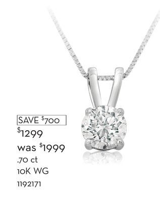 Charm Diamond New brilliance 10k white gold lab grown 0.70ct diamond pendant offer