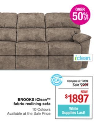La Z Boy Brooks iclean fabric reclining sofa offer