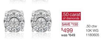 Charm Diamond 10k white gold 0.50ctw diamond studs offer