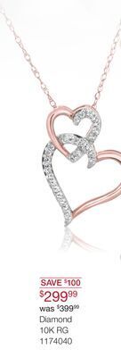 Charm Diamond 10k rose gold diamond heart pendant offer