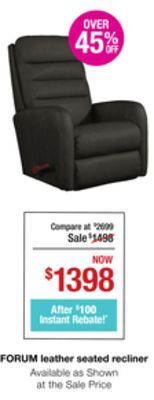 La Z Boy Forum leather seated recliner offer