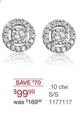 Charm Diamond Sterling silver 0.10ctw round diamond stud earrings offer