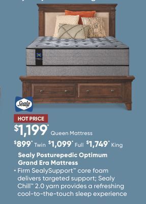 Sleep Country Sealy posturepedic optimum grand era mattress offer