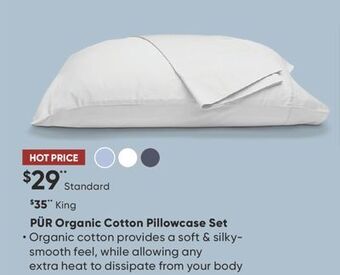 Sleep Country Pür organic cotton pillowcase set offer
