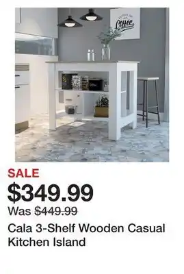 Wayfair Cala 3-shelf wooden casual kitchen island offer