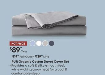 Sleep Country Pür organic cotton duvet cover set offer