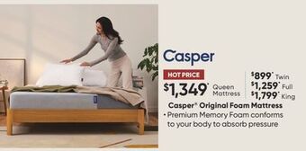 Sleep Country Casper original foam mattress offer