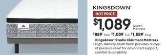 Sleep Country Kingsdown® studio clairmont mattress offer
