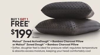 Sleep Country Malouf zoned activedough + bamboo charcoal pillow or malouf zoned dough + bamboo charcoal pillow offer