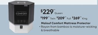 Sleep Country Malouf comfort mattress protector offer