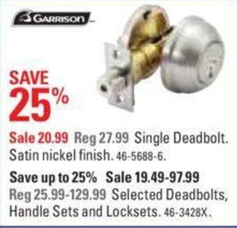 Canadian Tire Single deadbolt satin nickel finish offer