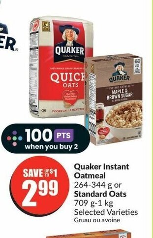 FreshCo Quaker Instant Oatmeal or Standard Oats offer