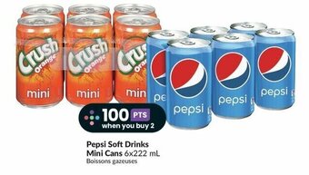 FreshCo Pepsi Soft Drinks Mini Cans 6x222 mL offer
