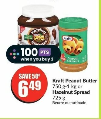 FreshCo Kraft Peanut Butter or Hazelnut Spread offer