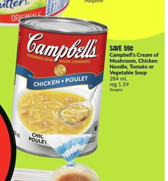FreshCo Campbell's Cream of Mushroom, Chicken Noodle, Tomato or Vegetable Soup offer