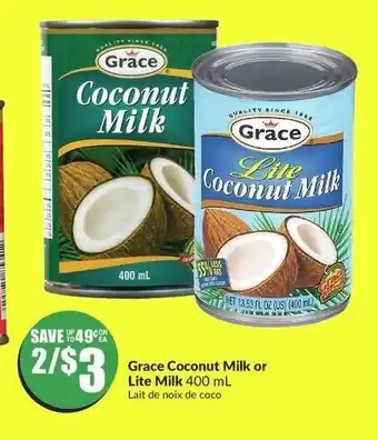 FreshCo Grace Coconut Milk or Lite Milk 400 mL offer