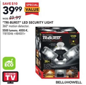 Lowe's Bell + howell tri-burst led security light offer