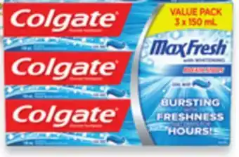 Walmart Colgate maxfresh 3 x 150 ml or total 3 x 120 ml value pack offer