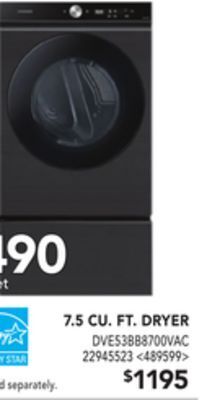 Lowe's Samsung 7.5 cu. ft. dryer offer
