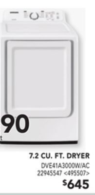 Lowe's Samsung 7.2 cu. ft. dryer offer