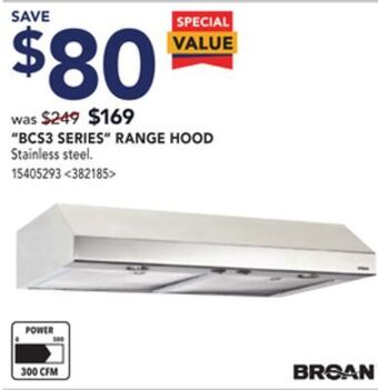 Lowe's Broan bcs3 series range hood offer