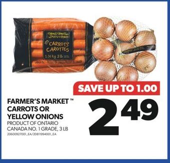 Real Canadian Superstore Farmer's market™ carrots or yellow onions, 3 lb offer