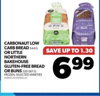 Real Canadian Superstore Carbonaut low carb bread, 544 g or little northern bakehouse gluten-free bread or buns, 320-567 g offer