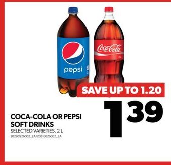 Real Canadian Superstore Coca-cola or pepsi soft drinks, 2 l offer