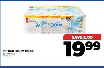 Real Canadian Superstore Pc® bathroom tissue, 30=100 rolls offer