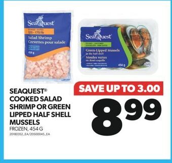 Real Canadian Superstore Seaquest® cooked salad shrimp or green lipped half shell mussels, 454 g offer