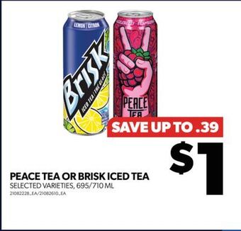 Real Canadian Superstore Peace tea or brisk iced tea, 695/710 ml offer