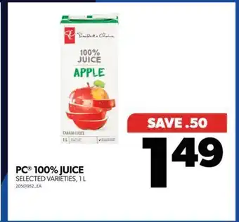 Real Canadian Superstore Pc® 100% juice, 1 l offer