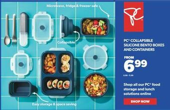 Real Canadian Superstore Pc® collapsible silicone bento boxes and containers offer