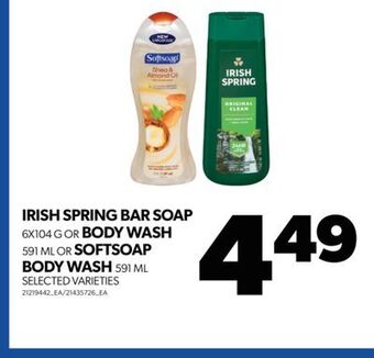 Real Canadian Superstore Irish spring bar soap, 6x104 g or body wash, 591 ml or softsoap body wash, 591 ml offer