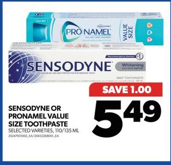 Real Canadian Superstore Sensodyne or pronamel value size toothpaste, 110/135 ml offer
